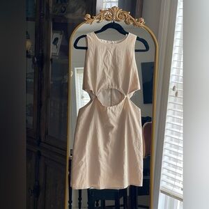 Kourt Beige Cut Out Sleeveless Round Neck Mini Shift Dress